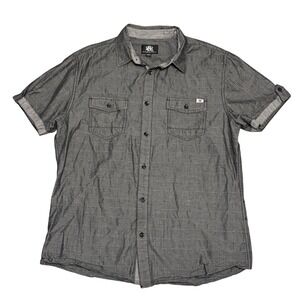 Dark Gray Short Sleeve Button Down Mens Shirt Large Alternative Rock & Republic
